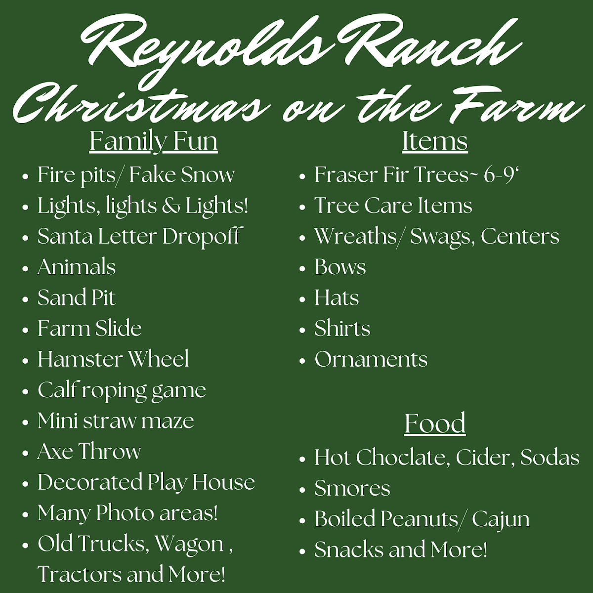 Reynolds Ranch - Christmas on the Farm in Kershaw, South Carolina